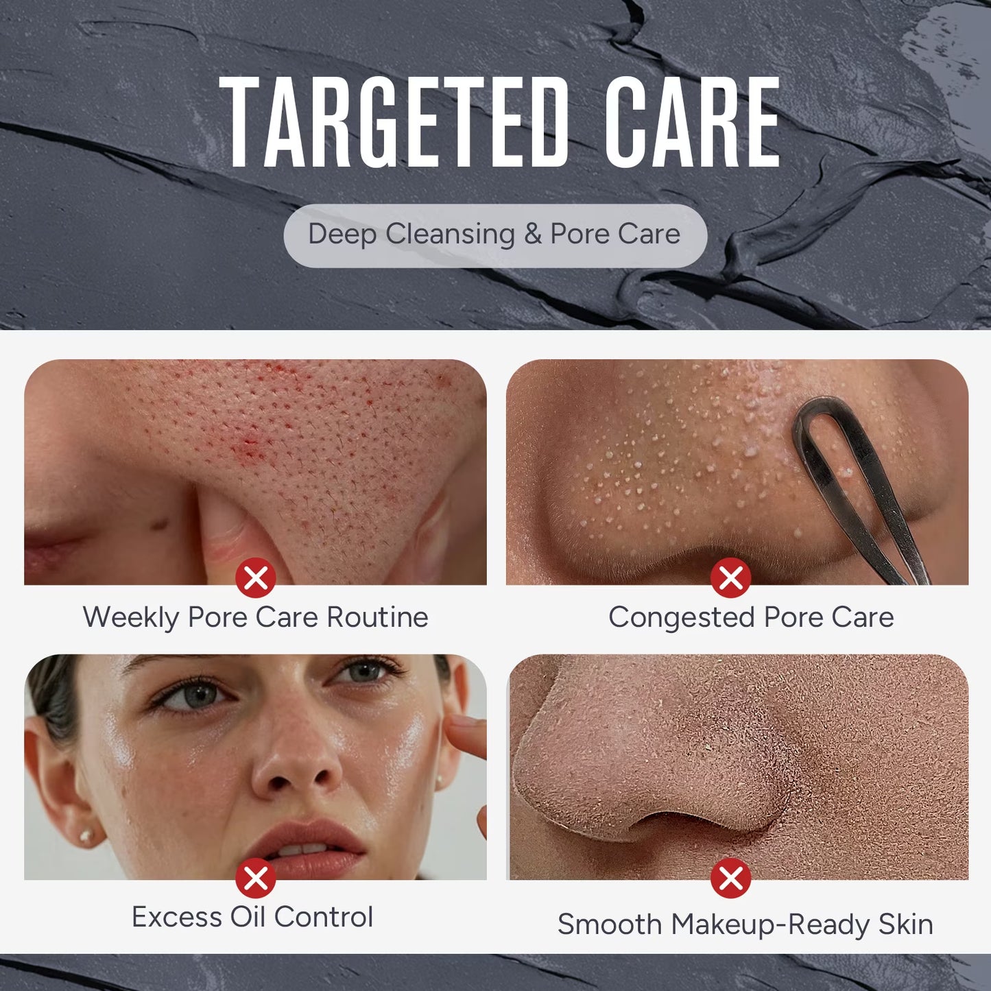 Deep Pore Cleansing Face Mask Stick, Volcanic Clay Mask, Exfoliating, Smoothing Skin, No Drying, Oil Control for All Skin Types
