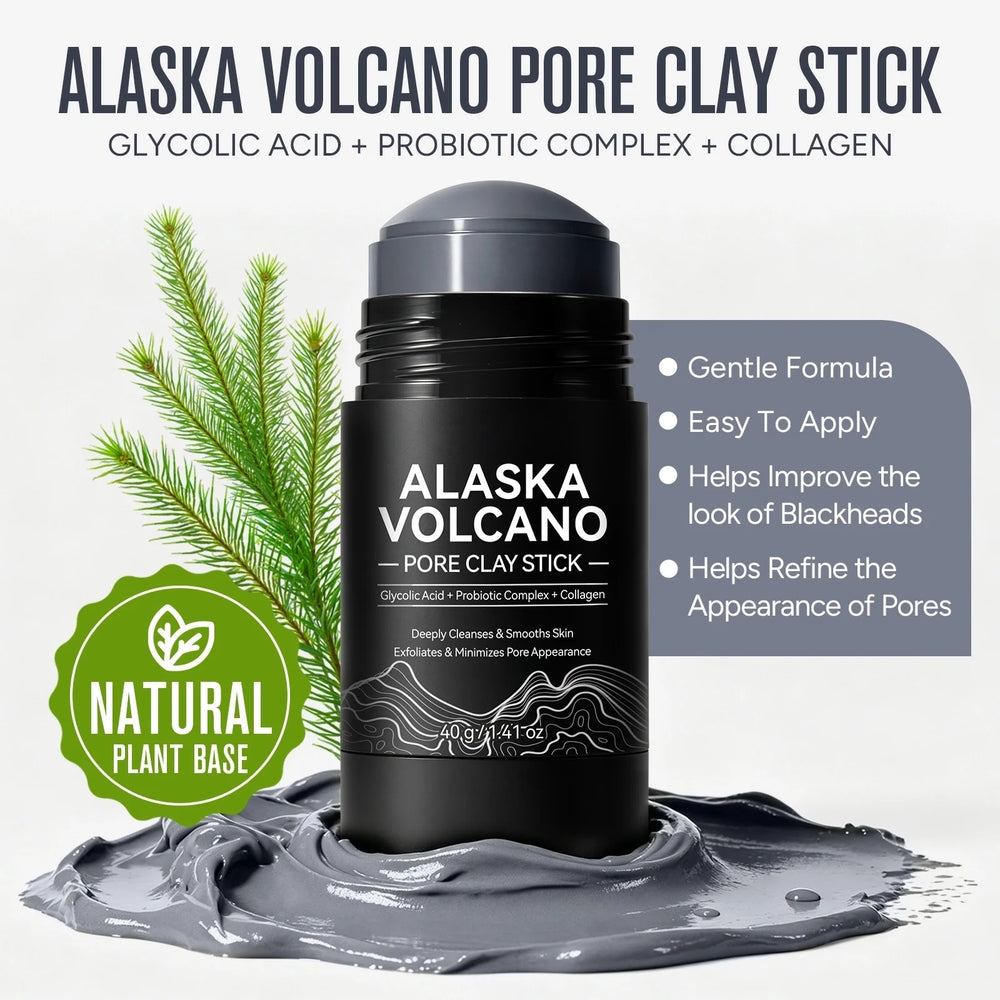 Deep Pore Cleansing Face Mask Stick, Volcanic Clay Mask, Exfoliating, Smoothing Skin, No Drying, Oil Control for All Skin Types